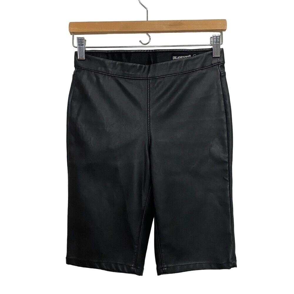 BLANK NYC Black Faux Leather Biker Chino Shorts Size 26‎
